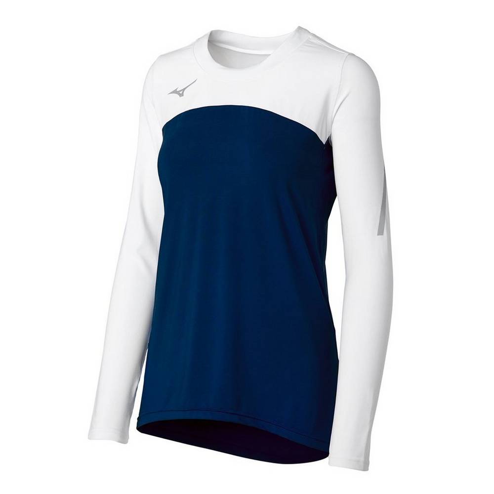 Jersey Mizuno Voleibol Techno VII Long Sleeve Para Mujer Azul Marino/Blancos 6371980-XH